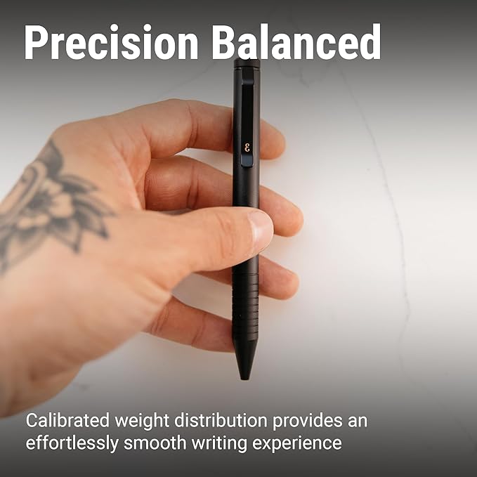 Everyman Grafton Mini Twist Refillable 0.7mm Ball Point Pen Black | Sleek Anodized Aluminum Pocket Pen with Grooved Grip | Smooth Writing EDC Ink Pen for Office, Travel, Work & Gifting