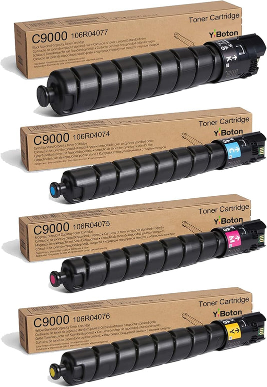 C9000 High Capacity Toner Cartridge 106R04077 106R04074 106R04075 106R04076 for Xerox VersaLink C9000 Printer(4-Pack, 1BK/1C/1M/1Y 31400 Pages)