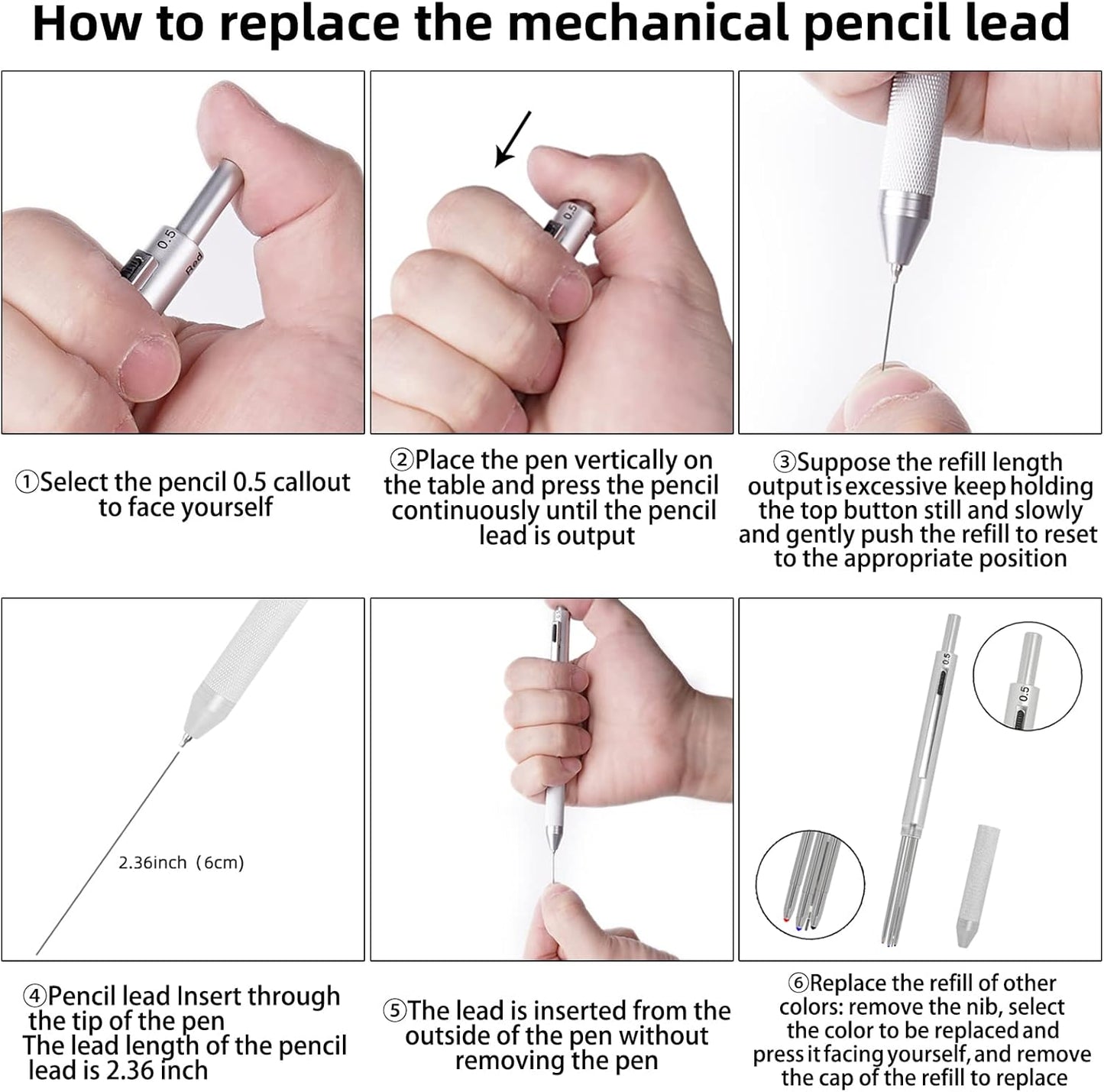 YOUMI Multicolor pen 4 in 1 Multifunction Pen with Metal Cased 0.5mm Mechanical Pencil Red Ballpoint Pen Blue BallpointPen and Black Ballpoint Pen Gift for Journaling (Black)