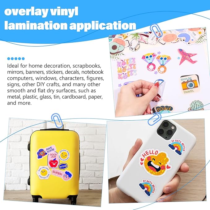 TECKWRAP Holographic Sticker Paper Clear Overlay Laminating Sheets Matte White Inkjet Printable Vinyl 8.26" x 11.69" A4 Size 36 sheets/Pack Laminate Sticker Film for Craft, Scrapbooking, Craft Cutters