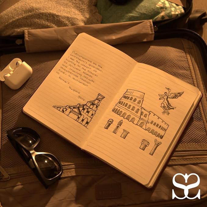 SETTINI® Lined Journal - Modern White Journal for Writing Gift Set - Hardcover Vegan Leather, Includes Luxury Pen in a Unique Pen Holder, 192 Pages, 6 x 8.5 inches, Birthday Gifts