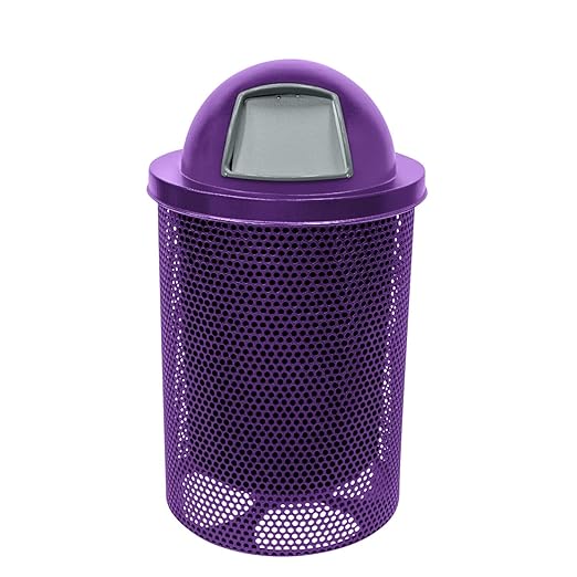 RDT-P-TXTPUR Heavy Duty Round Trash Receptacle with Dome Top, Liner Included, 32 Gallon, Textured Purple, Made in America