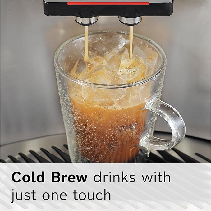 Bosch 800 Series Fully Automatic Espresso and Coffee Machine – 36 Drinks with Coffee World, Cold Brew, Double Cup, Integrated Milk Container, Smart Features, in Silver TQU60307