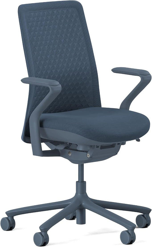 Branch Verve Chair - High Performance Executive Office Chair with Contoured Seat Back and Adjustable Lumbar Rest - High Density Foam Cushion with Aluminum Base - Up to 275 lbs - Cobalt