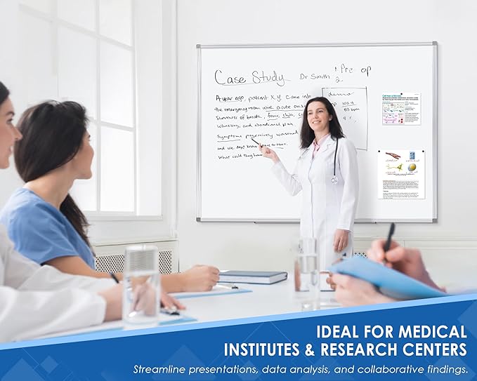 SWANCROWN Magnetic Dry Erase Board 60" x 40" Large White Board, with 2.5 cm Thick Aluminum Frame, Long Marker Tray & Magnretic Pen Holder – Whiteboard for Wall, Offices, School, Meeting Rooms