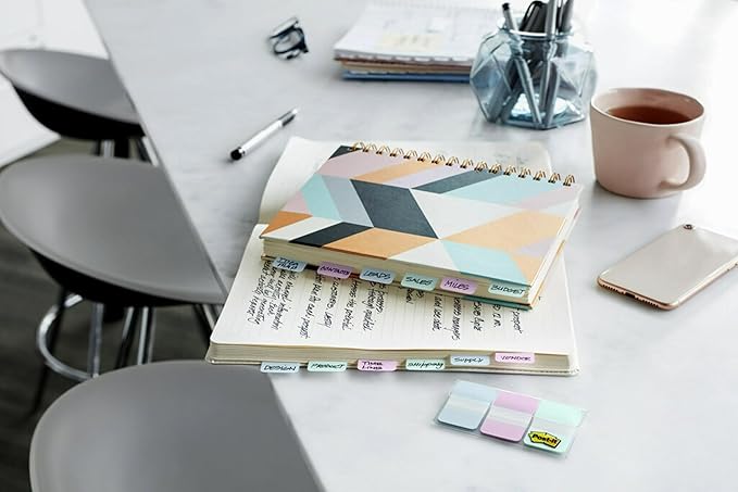 Post-it® Pastel Color Tabs, Gradient Blue, Pink, Clear, 36 Tabs/Pack