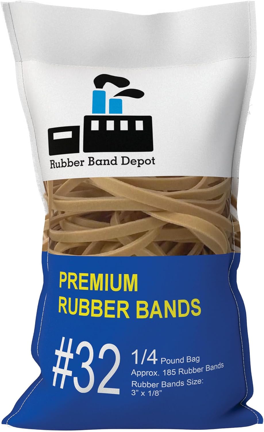 3" x 1/8'' - Size #32 - Rubber Band Depot - Everyday Rubber Bands, Business Bands - Approximately 185 Per Bag - 1/4 Pound Bag