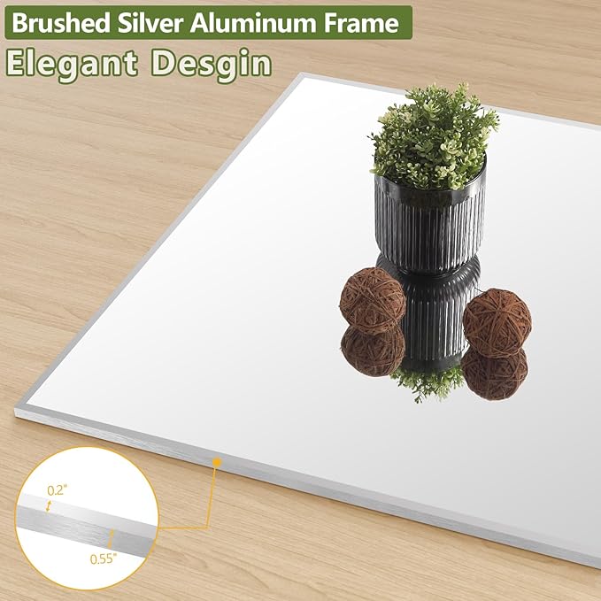 MELOMOIR 56"x18" Full Length Mirror, Silver Floor Mirror with Stand Hanging or Leaning, Aluminum Alloy Frame Full Body Mirror for Bedroom Living Room Cloakroom Hallway, Wall Mirror Full Length, Silver