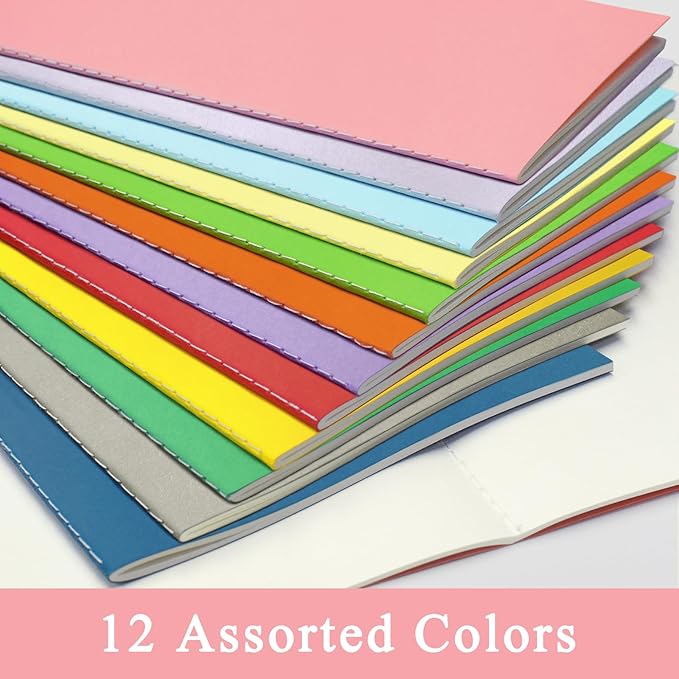 24 Pack Blank Books for Kids - 5.5"x 8.3", 60 Pages - Small Notebooks Bulk, Girls Journals for Drawing & Writing, Sketchbooks w/Colorful Soft Cover, Unlined Paper, A5 Travel Size