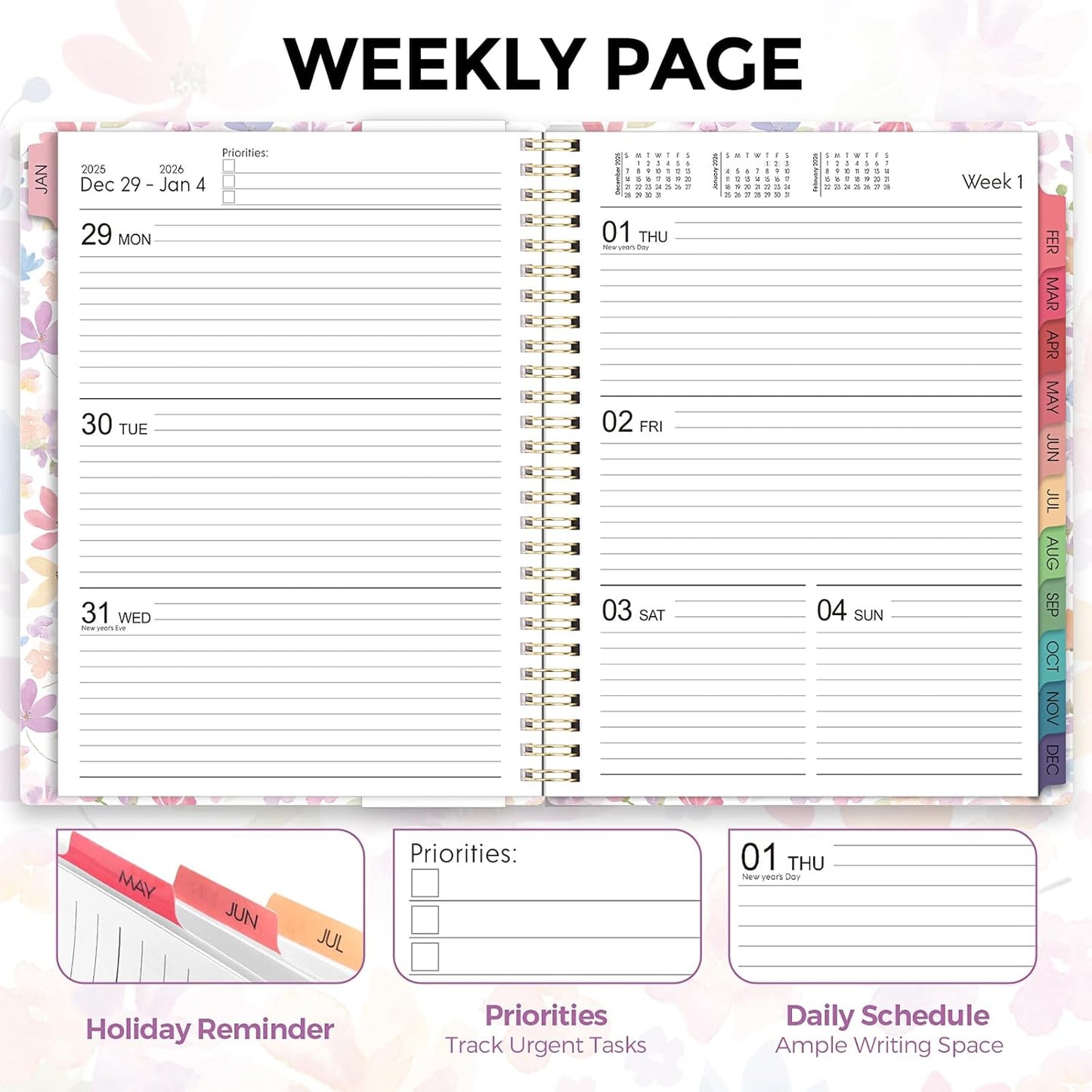 Planner 2026, 8.5" x 11" Monthly & Weekly Planner with Tabs, JAN - DEC 2026, Goal Setting & Time Management Organizer for Professionals & Students
