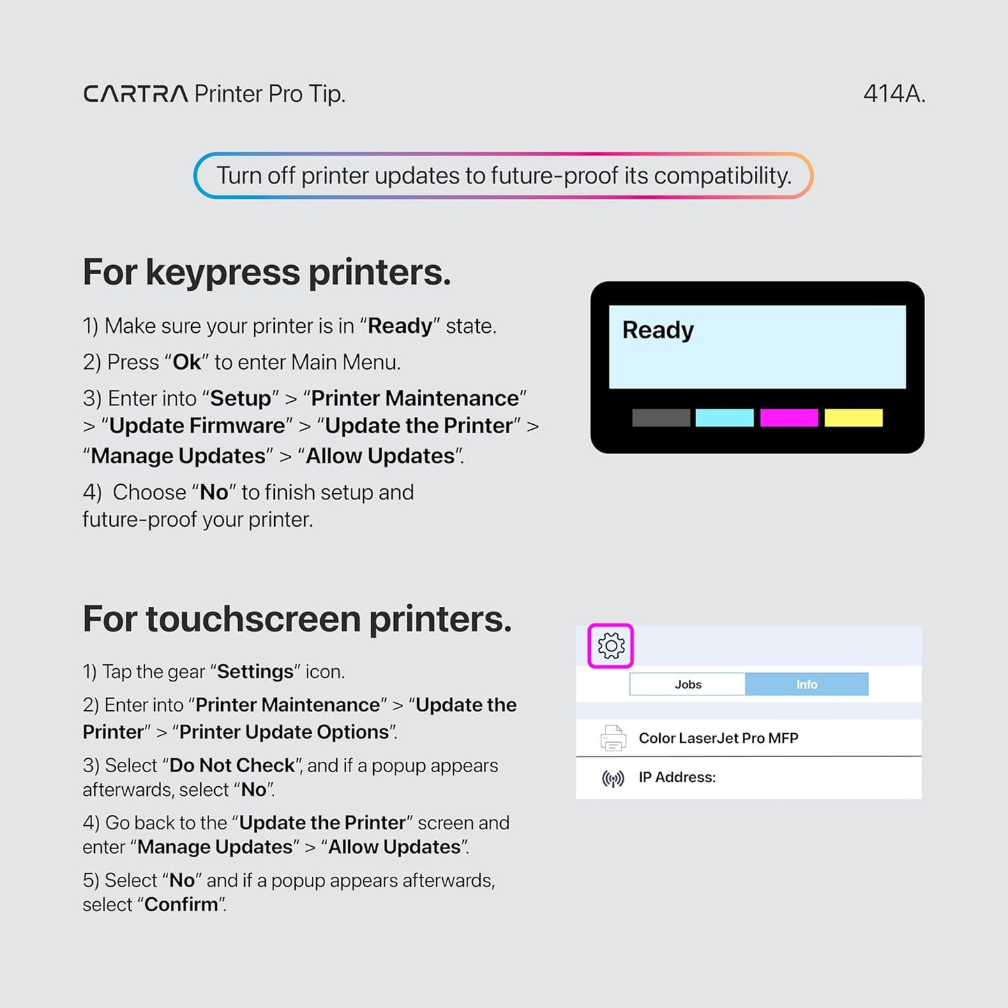 CARTRA 414A Toner Cartridges 4 Pack for HP 414A 414X MFP M479fdw Compatible Replacement for Laserjet Color Pro M479fdn M454dn M454dw Printer W2020A W2020X