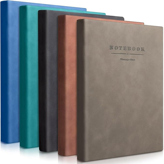 SATINIOR 5 Pack A4 Notebooks Large Journal 360 Pages Leather Softcover Hardcover Notebooks Thick Paper Lined Notepad for Office School Business Note Taking Writing, 8.5'' x 11''(Mixed Color)