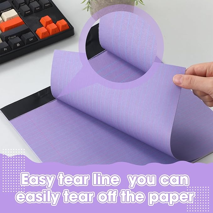 Lincia 6 Pcs 11" x 9.5" Legal Pads College Ruled Notepad Landscape Notebook Horizontal Lined Notebook 80 Gsm Assorted Colors Paper Pastel Writing Pads for School Office, 40 Sheet (Gradient Purple)
