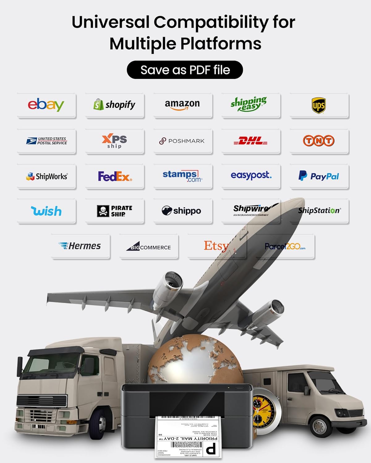 Itari Shipping Label Printer, 245BT Thermal Label Printer 4x6, Bluetooth Label Printers for Small Business, Support iOS, Android, Windows, Amazon, Shopify, USPS