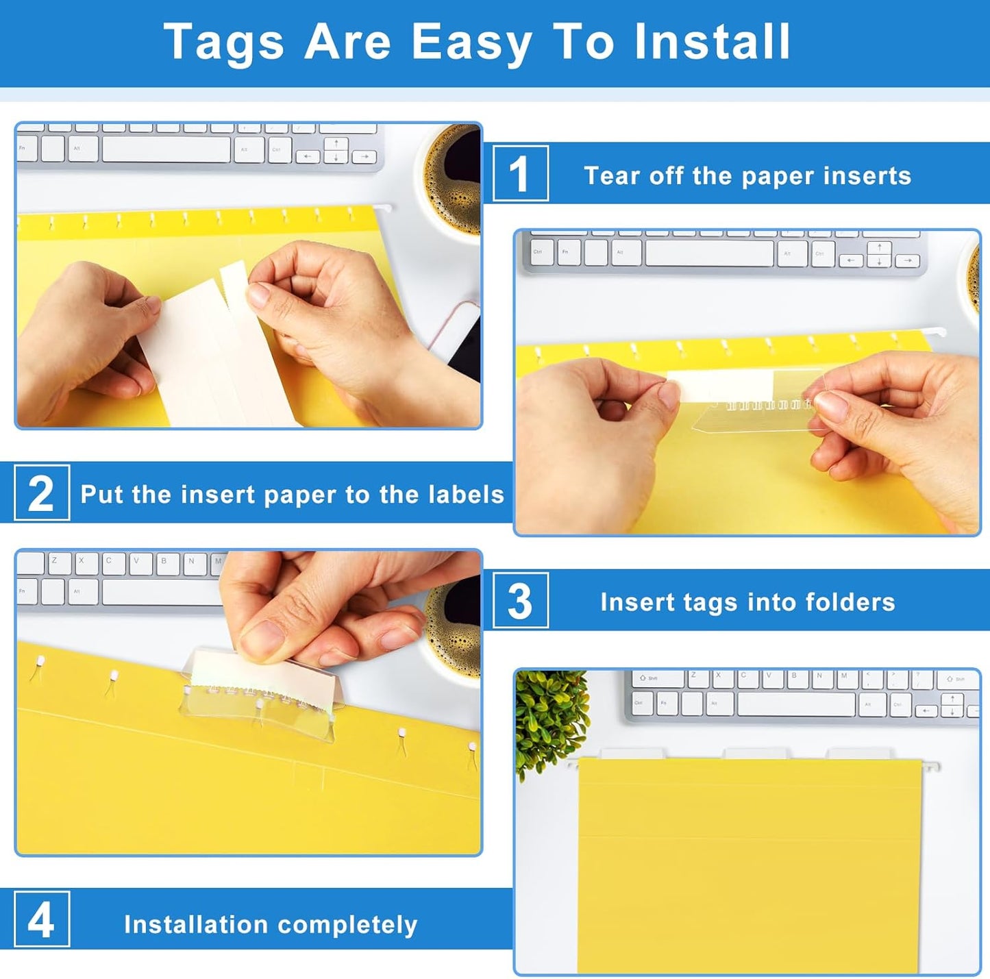 60 Pack Hanging File Folders Letter Size, Colored Hanging Folders with 1/5-Cut Adjustable Tab, Extra Capacity Hanging File Folders, 1 Inch Expansion, Perfect Office, Home, Classroom Supplies