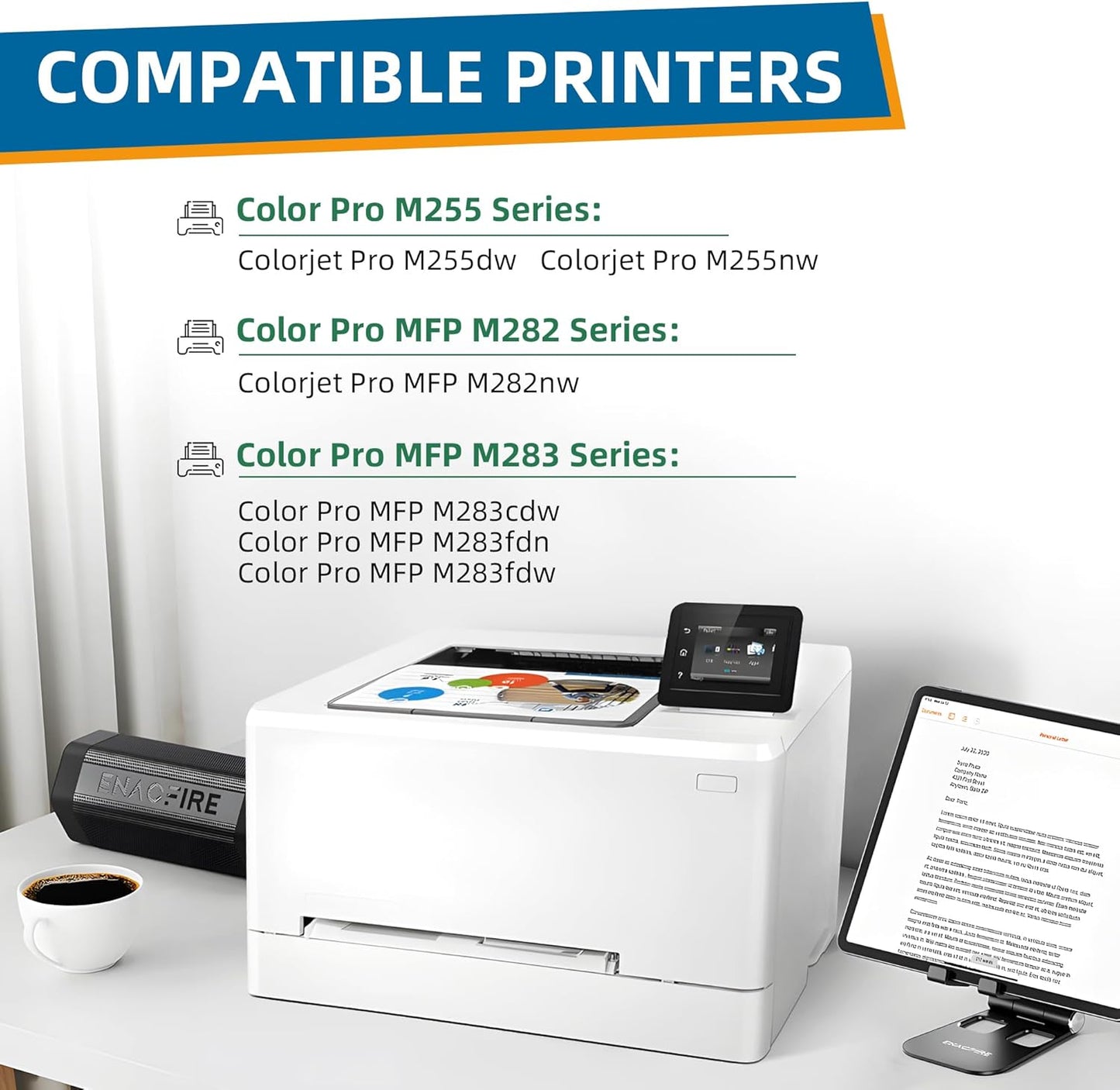 206A Toner Cartridge(with Chip) 4 Pack Compatible with 206A Toner Cartridges for Color Pro MFP M283fdw M283cdw, Color Pro M255dw, MFP M283 M255 Series(Cyan Magenta Yellow Black)