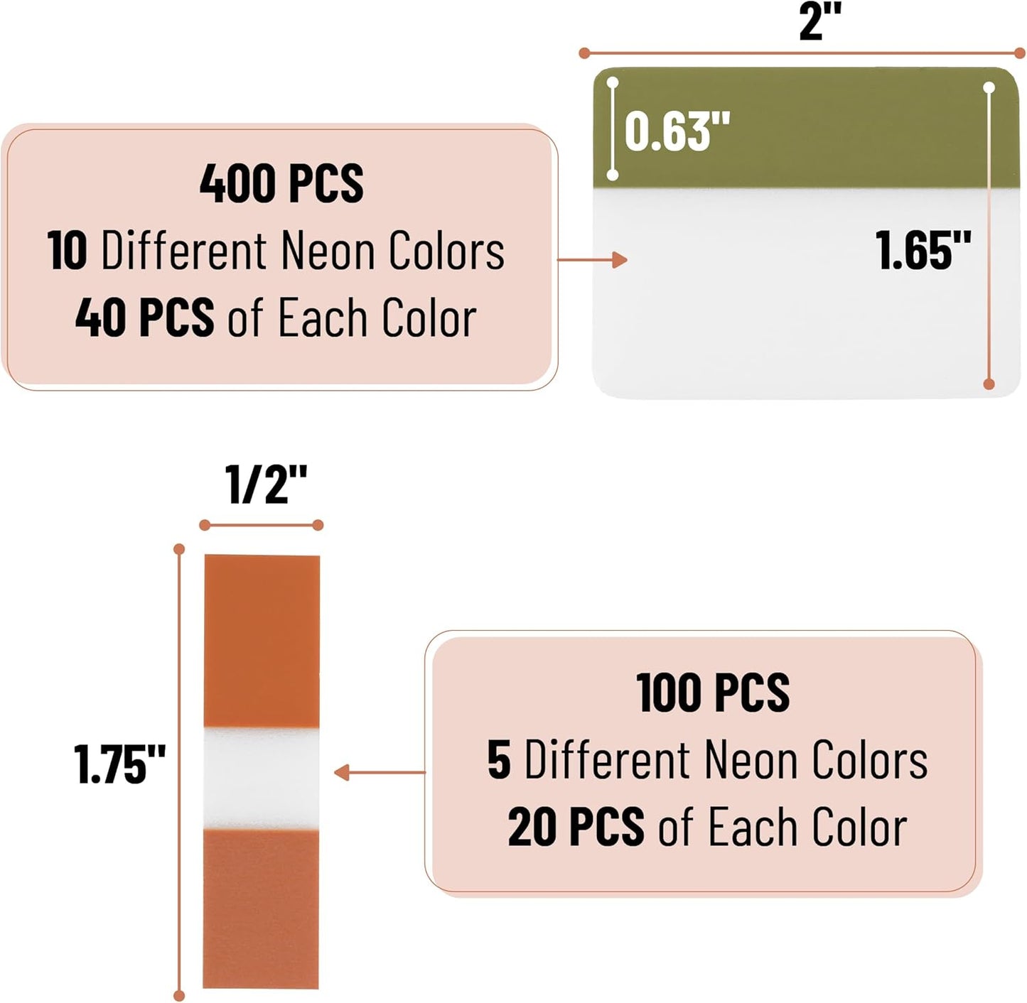 Mr. Pen- Sticky Index Tabs, 500 Pcs, 21 Sets, Colorful Sticky Tabs for Notebooks, Page Markers, Page Tabs for Binders, Page Tabs Sticky Tabs for Books, Notebook Tabs, Book Sticky Tabs for Notebooks