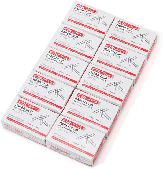 Jumbo Paper Clips，Qimailer Paper Clips - 1000 Pieces (10 Boxes of 100 Each) - Silver Standard Size 2.0IN - Office & School