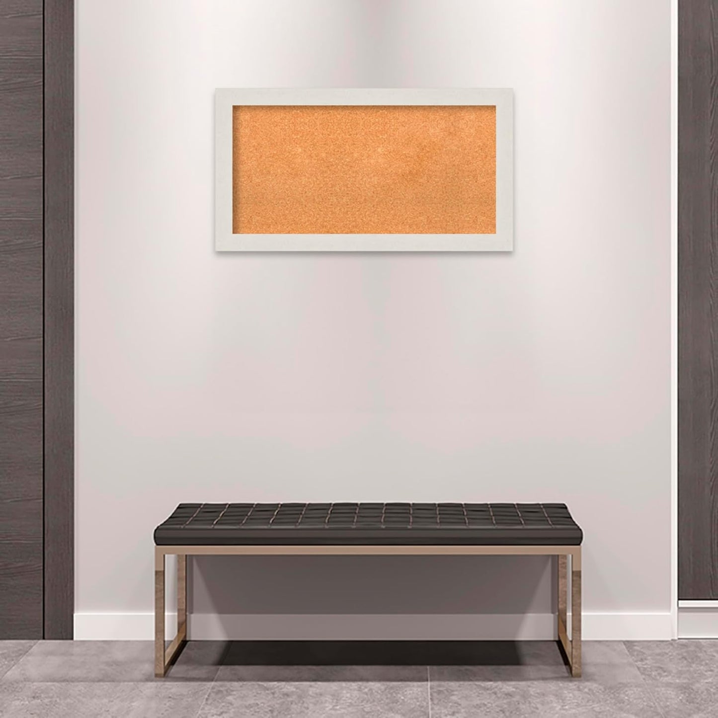 Amanti Art Natural Cork Board for Wall, 19x35 Vision Board with White Frame, Medium Corkboard Office Decor for Home Organization, Country Rustic Corkboard Pinboard to Display Items for Home