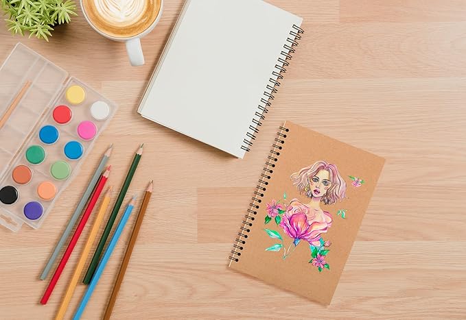 48 Pcs A5 Spiral Notebooks Journal with Kraft Cover, 5x8 Inches, Ruled Lined Paper, for Work, Sketches, Study, Notes Taking, Gifts, Brown (48 PCS(Lined))