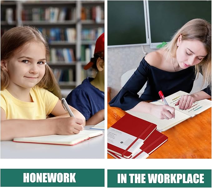 Lined Journal Notebook, 6Pack(red), 160 Pages, Medium 5.7 inches x 8 inches - 100 gsm Thick Paper, Hardcover