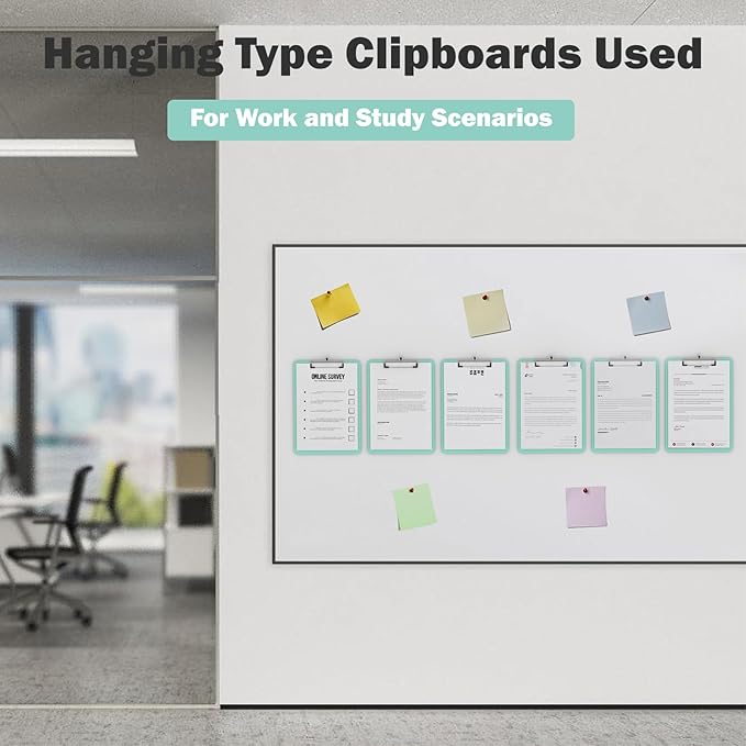 Plastic Clipboards 6 Pack, A4 Teal Clip Board 8.5x11 for Classroom, Students, Kid, Woman, Size 9" x 12.5" with Low Profile Clip, Office & School Supply