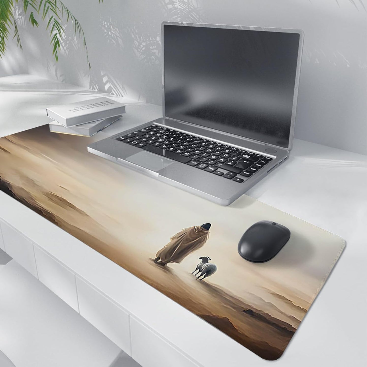 Retro Christian Themed Mouse Pad,Jesus Religious Mouse Pad,Jesus Finds The Lost Lamb Desk Mat,Big Large Vintage Easter Decor Desk Mat,Religious Gifts Christian Gifts for Women,31.5x11.8Inch