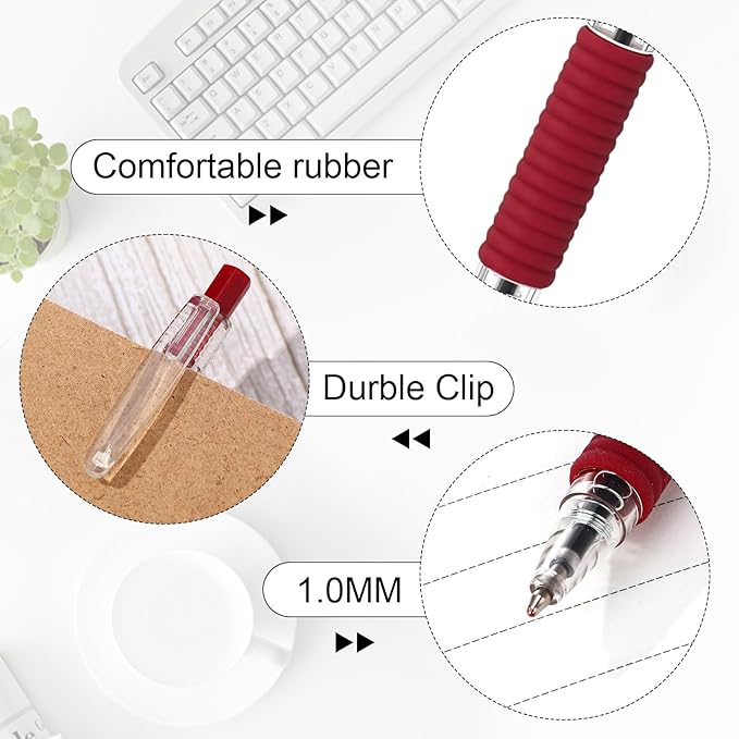 200 Pack Red Gel Ink Pens Bulk, 1.0mm Retractable Click Point Ballpoint Pens Smooth Writing with Comfortable Grip for Back to School Office Classroom Business Home Work Supplies