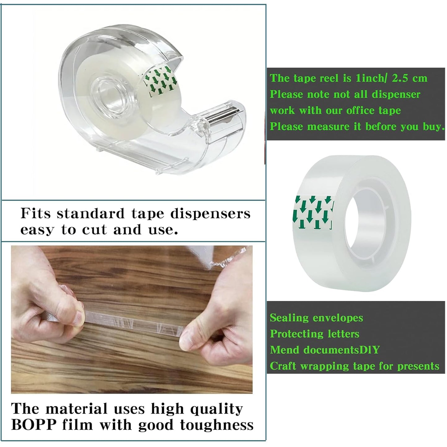 Transparent Tape 24 Rolls Clear Tape Tape Bulk for Office Supplies and School Supplies, Glossy Finish,3/4 in x 720 in 24 Dispensered Rolls