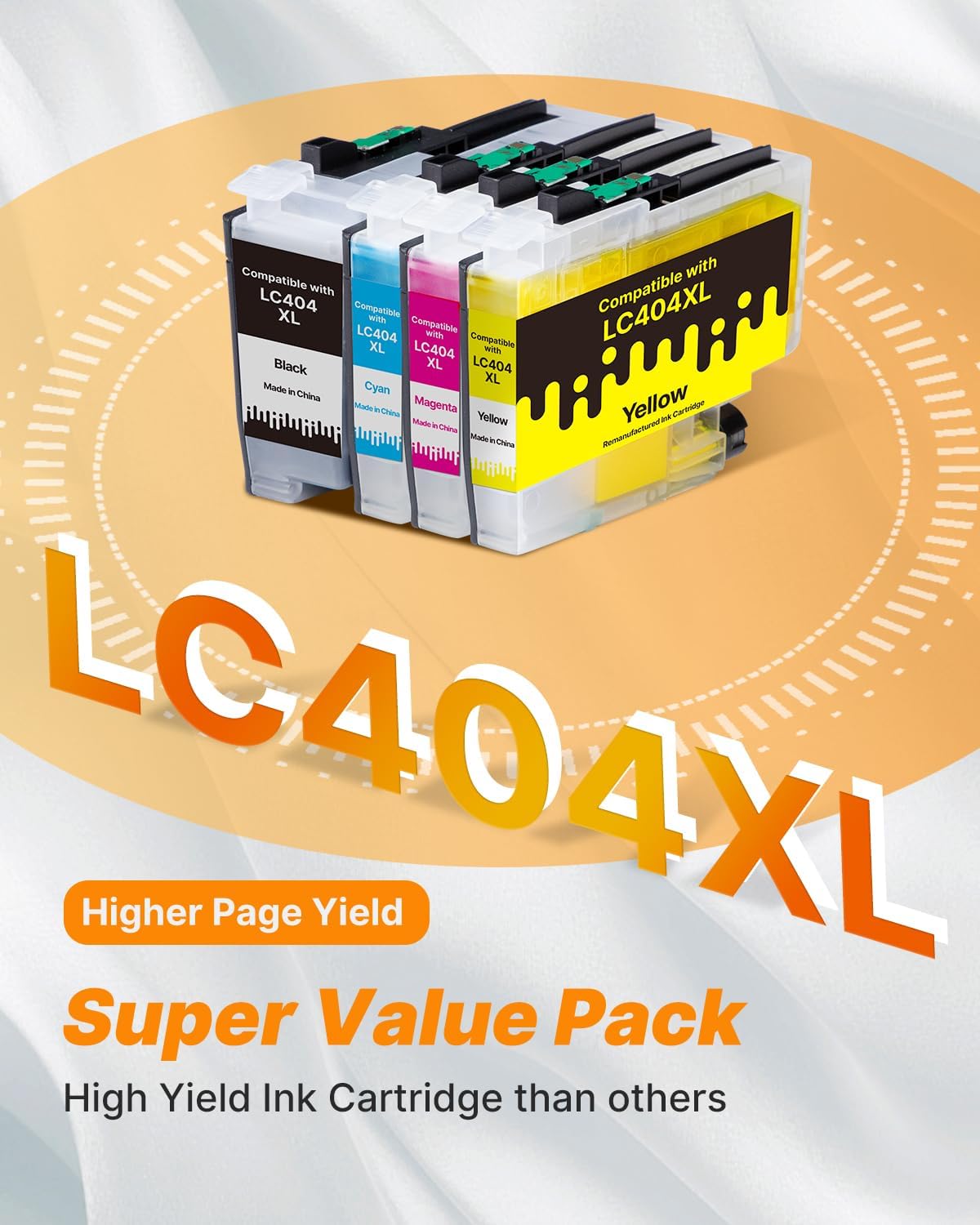 LC404 LC 404 Ink Cartridges for Brother Printer Ink LC404 Replacement for Brother LC404 Ink Cartridges LC404XL LC 404 XL for MFC-J1205W MFC-J1215W MFC J1205W J1215W (Black Cyan Magenta Yellow, 4 Pack)