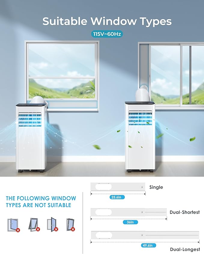 EUHOMY 10,000 BTU Portable Air Conditioners Unit Up to 450 Sq.Ft, 3-in-1 Portable Air Conditioner, Portable AC Unit with Cool, Fan, Dehumidifier, Sleep Mode, 24H Timer, RVs, Office, Apartments, White