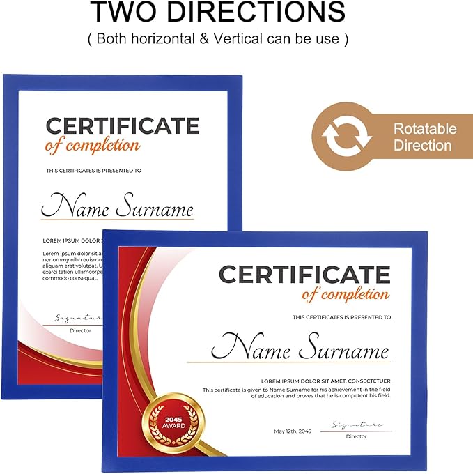 uxcell 2 Pcs Magnetic Sign Holder, 8.3" x 11.7" Self-Adhesive Magnetic Wall Signs Holder Magnetic Picture Frame Document Holder for Home Office Wall Window Displays, Dark Blue