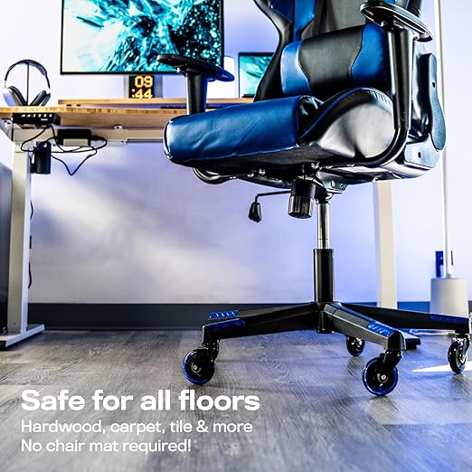 The Office Oasis Original Rollerblade Office Chair Wheels (As Seen On PBS) - Smooth & Quiet Casters - Safe for Hardwood Floors & Carpet - Easy Installation with Universal Fit - Set of 5 - Blue