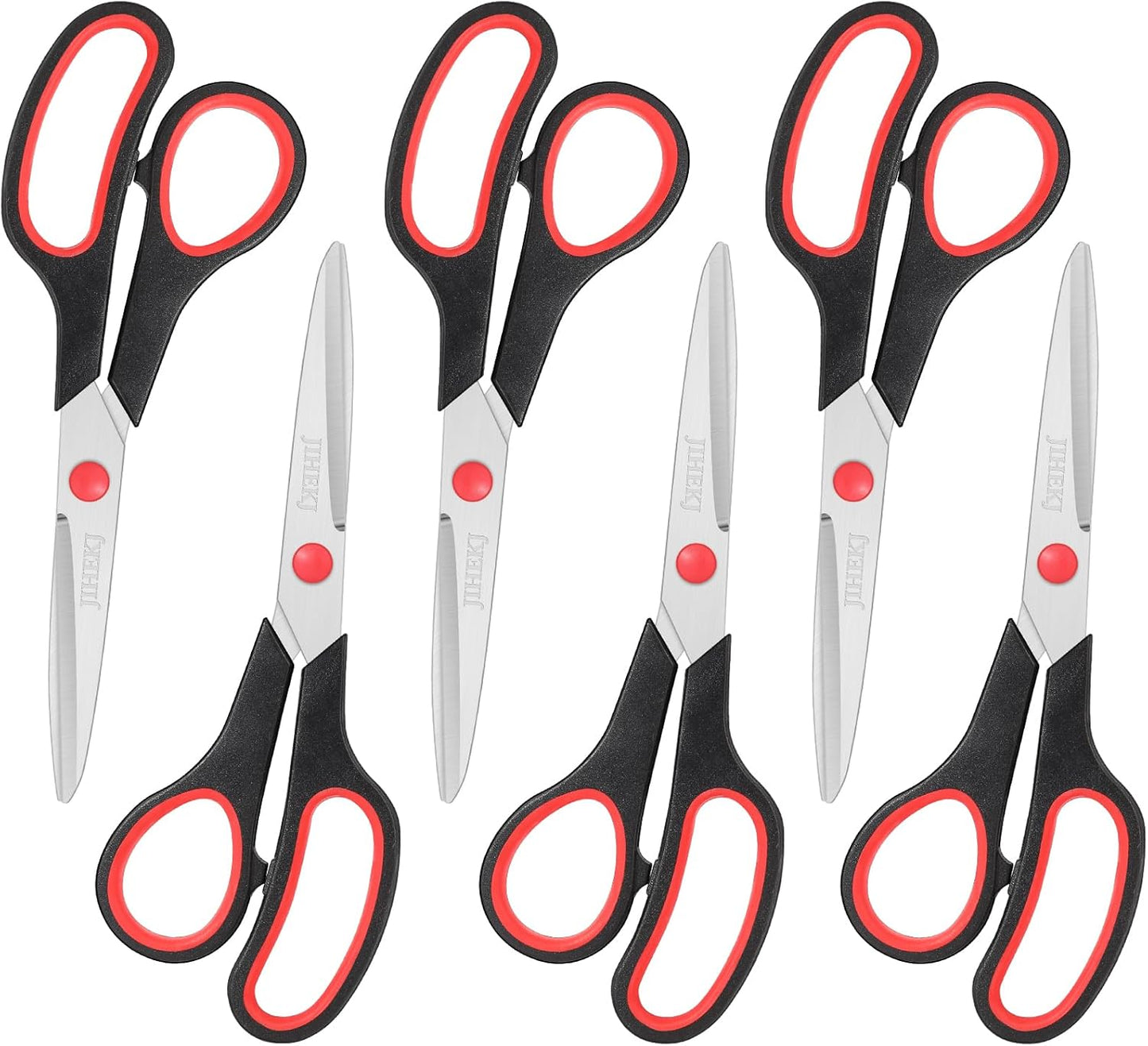 Scissors Bulk black 6-Pack, All Purpose Stainless Steel Sharp Scissors for Office Home General Use Craft Supplies, High/Middle School Classroom Class Older Kids Set, Right/Left