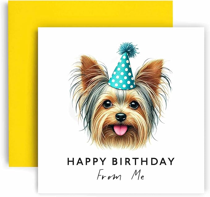 Huxters Birthday Card from the Dog – Silky Terrier - Happy Birthday to Dog Mum and Dog Dad – Birthday Card from the Dog to Friends Family First Birthday (Silky Terrier)