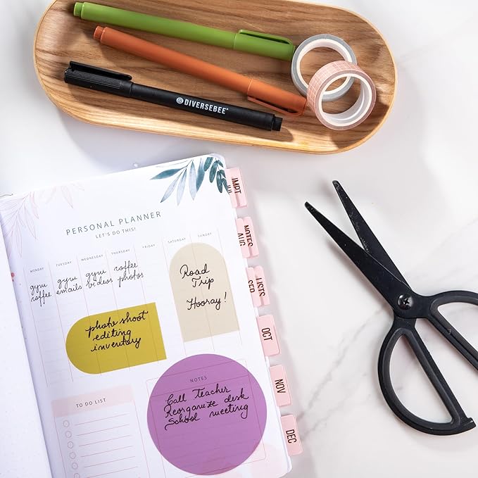 DiverseBee Transparent Sticky Notes (Includes Quick Dry Pen), Cute Clear Sticky Tabs, Translucent Page Flags Book Markers Stickers, Planner Accessories Bible Journaling Study Office Supplies (Muse)