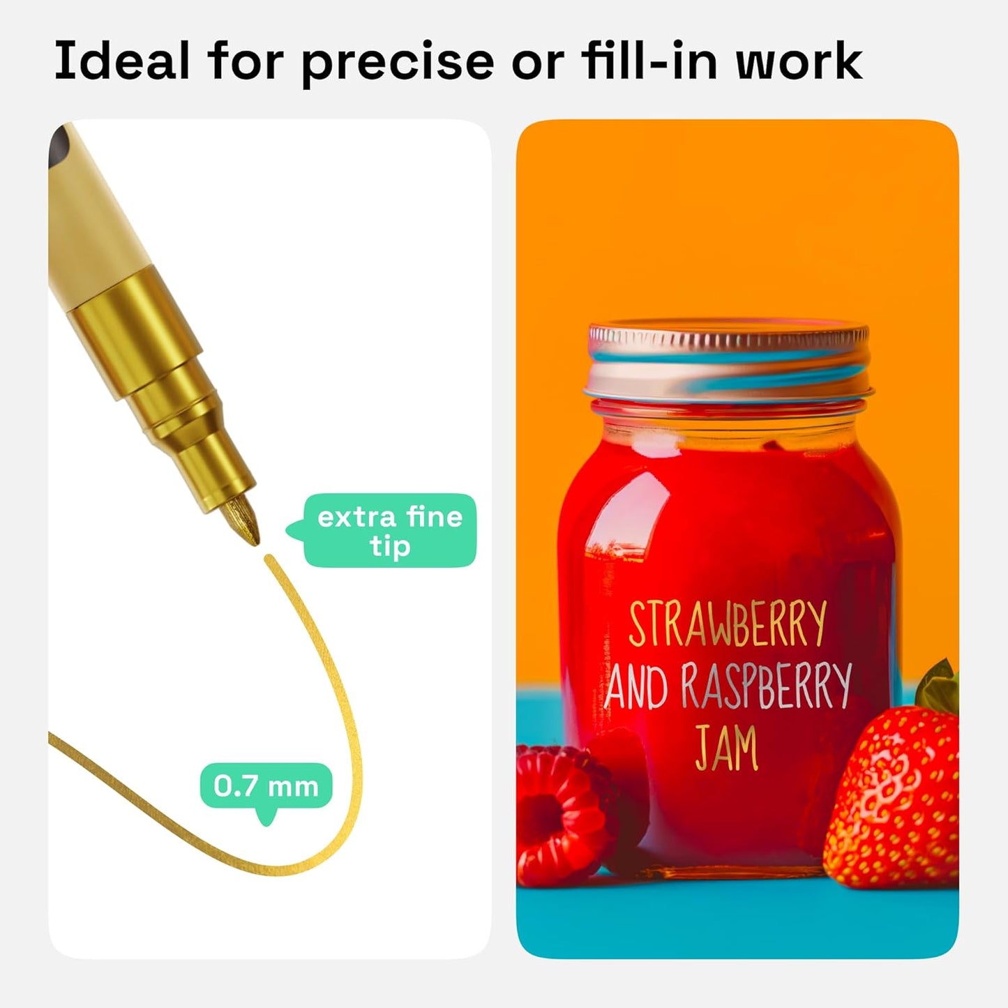 ARTISTRO 2 Gold & Silver Permanent Marker - Waterproof Markers for Tire, Fabric, Rocks, Glass, Ceramic, Wood, Paper - Oil Based Paint Pens - Extra-Fine Tip 0.7mm