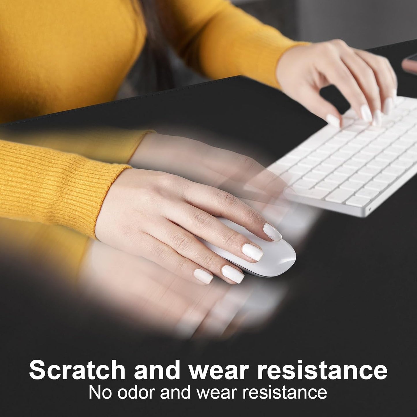 DAWNTREES Desk Mat Protector,PU Leather Desk Pad,Non Slip, Large Mouse Pad and Keyboard Mat, Waterproof Writing Pad for Office and Home (Black)