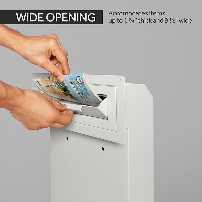 Through-The-Door Drop Box Deposit Safe 12 x 6 x 15 - Heavy Duty Steel Mailbox with Lock for Receiving Mail, Checks, Letters, Cash and More for Home, Office and Commercial Use (D500) (Gray)