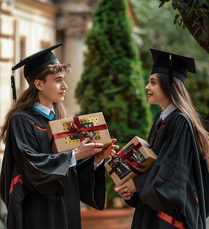 Graduation Cards, Graduation Gifts for Her Him, Black and Gold, Congratulations Grad with Envelope Sticker - Blank Inside