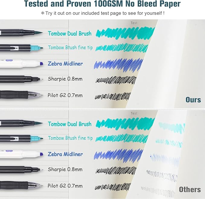 Lined Journal Notebook, Large A5 College Ruled Notebook, 312 Numbered Pages Work Notebook with Index Stickers, 100gsm Paper, Hardcover Vegan Leather Journal for Women Men School Office, Grey Blue