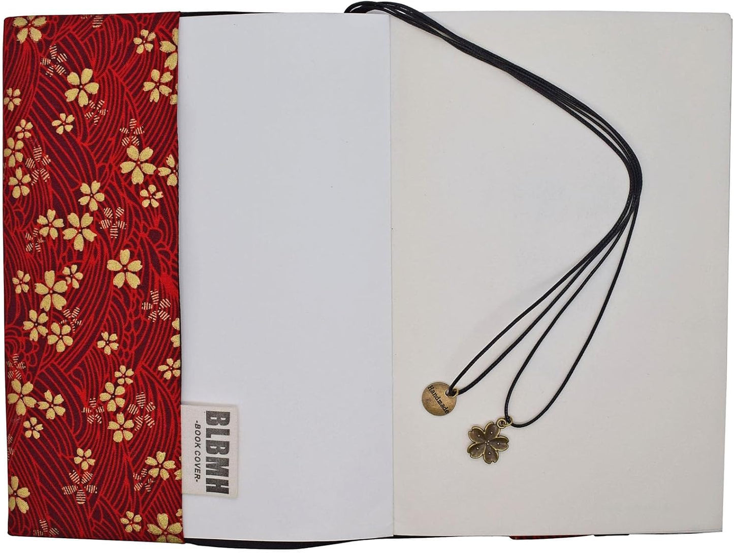 BLBMH A5 Book Cover for Paperbacks- Adjustable Fabric Book Sleeve Cover Protector Fit for 5.5x8.2 inch Hardcover Softcover Book Novels Notebook -Red Cherry Blossoms