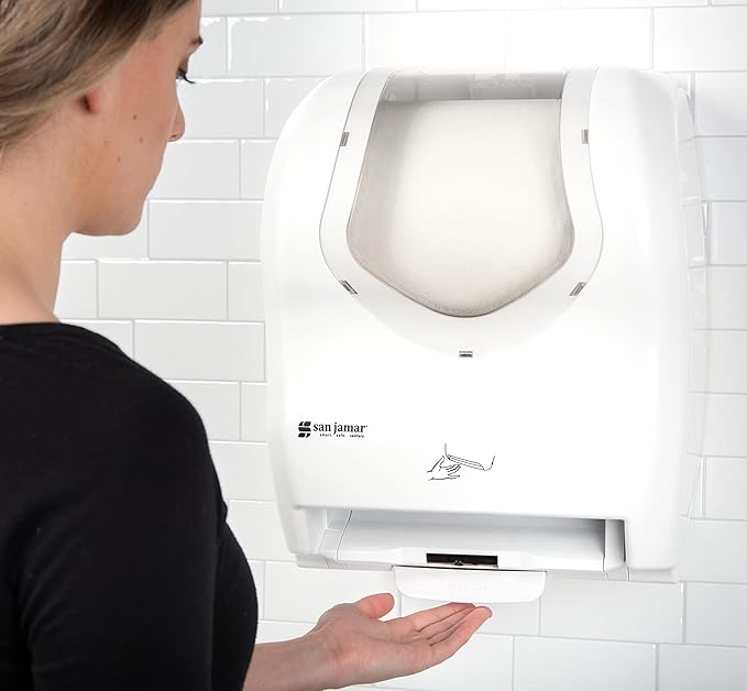 San Jamar Summit Paper Towel Dispenser Hybrid Dispenser for Bathroom, Kitchens, and Restaurants, Plastic, 10.25 x 16.75 x 13.25 Inches, White