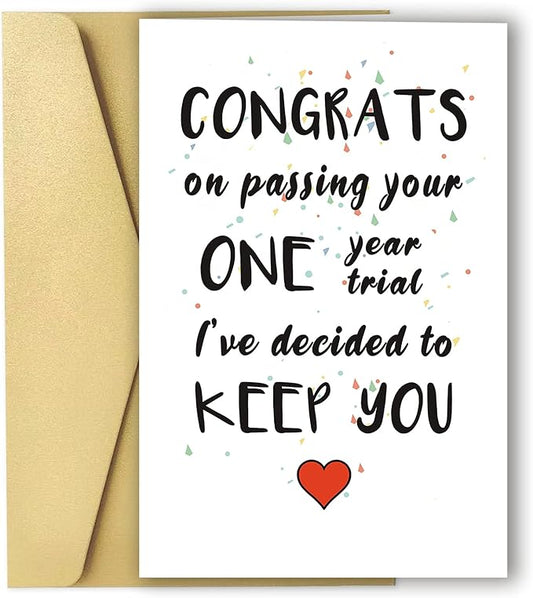 Ziwenhu 1 Year Anniversary for Boyfriend Gifts, Funny Anniversary Card for Boyfriend, Humorous One Year Anniversary Card for Girlfriend