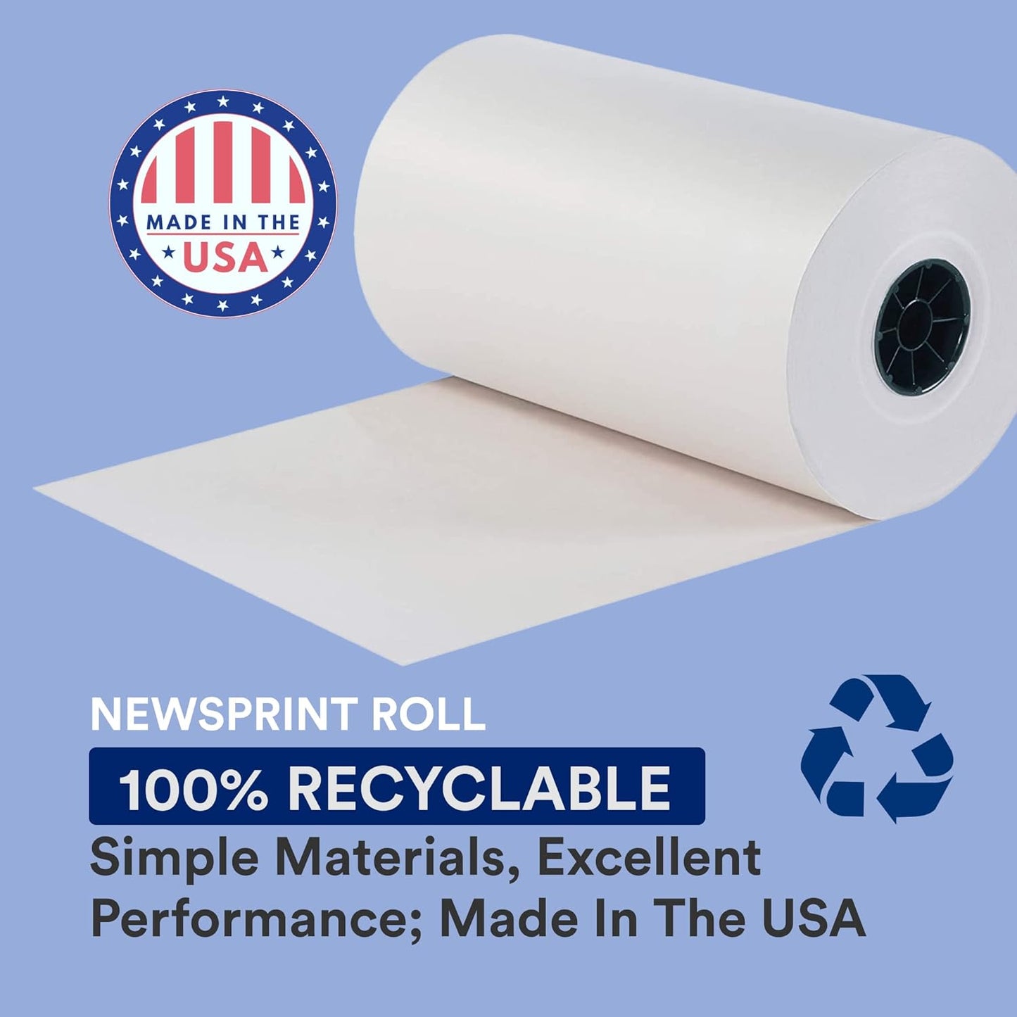 BOX USA Packing Paper Roll 1440'L x 20"W - 1,000 Sheets 17” Long Equivalent - Large White Newsprint for Shipping, Packaging, Storage and Moving Supplies