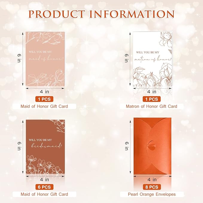 Spakon 16 Pcs Will You Be My Bridesmaid Cards with Envelopes Watercolor Greenery Floral Bridal Proposal Maid of Honor Matron of Honor Invited Favor for Bridal Shower Wedding (Elegant Flower)