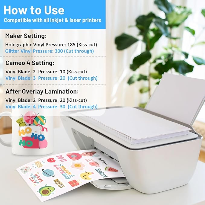 TECKWRAP Printable Vinyl Sticker Paper for Inkjet Printer, Transparent Inkjet Printable Sticker Paper, 8.26" x 11.69" A4 Size for Scrap-booking, Craft Cutters, Home Decor, 28 Sheets/Pack