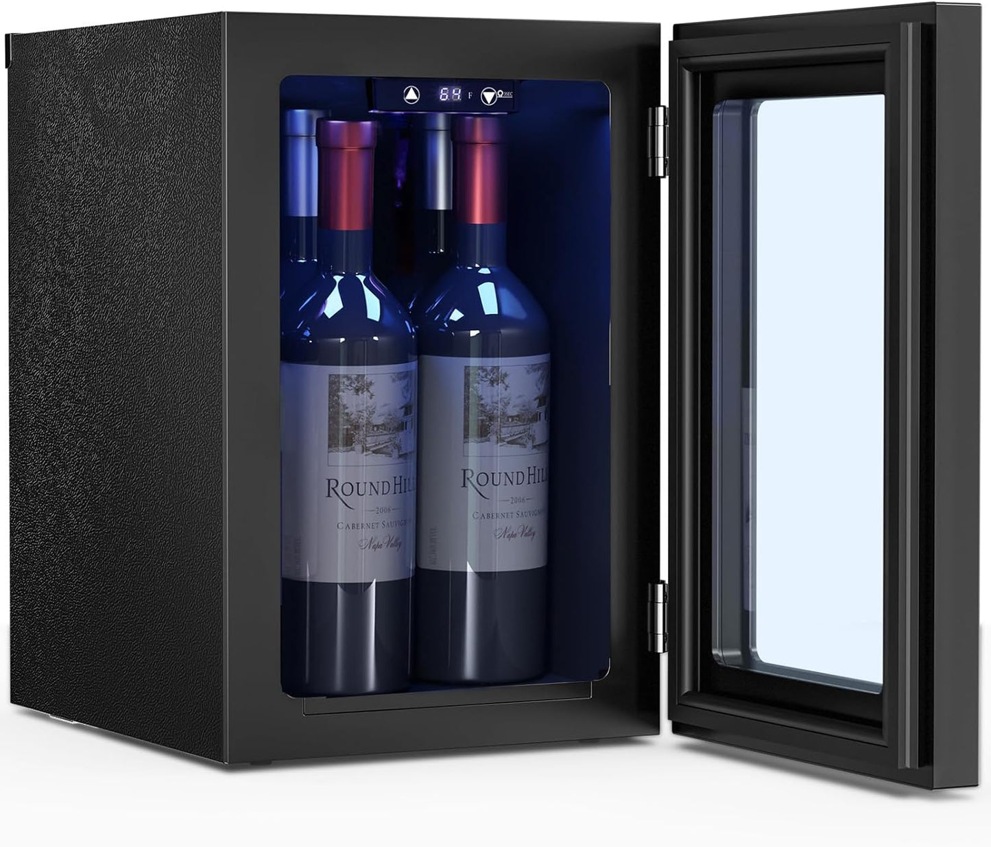 Antarctic Star 0.6Cu. Ft. Freestanding Counter-top Wine Cellar Mini Fridge, 4-Bottle Red Wine Beverage Refrigerator, Quiet, Portable, LED Light and Display, 40-61 ℉, Black