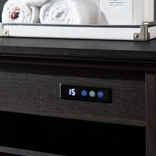 OLD CAPTAIN Double Tilt Out Trash Cabinet, Wooden Kitchen Garbage Can Free Standing Holder (Dark Brown+Black Top Panel)…