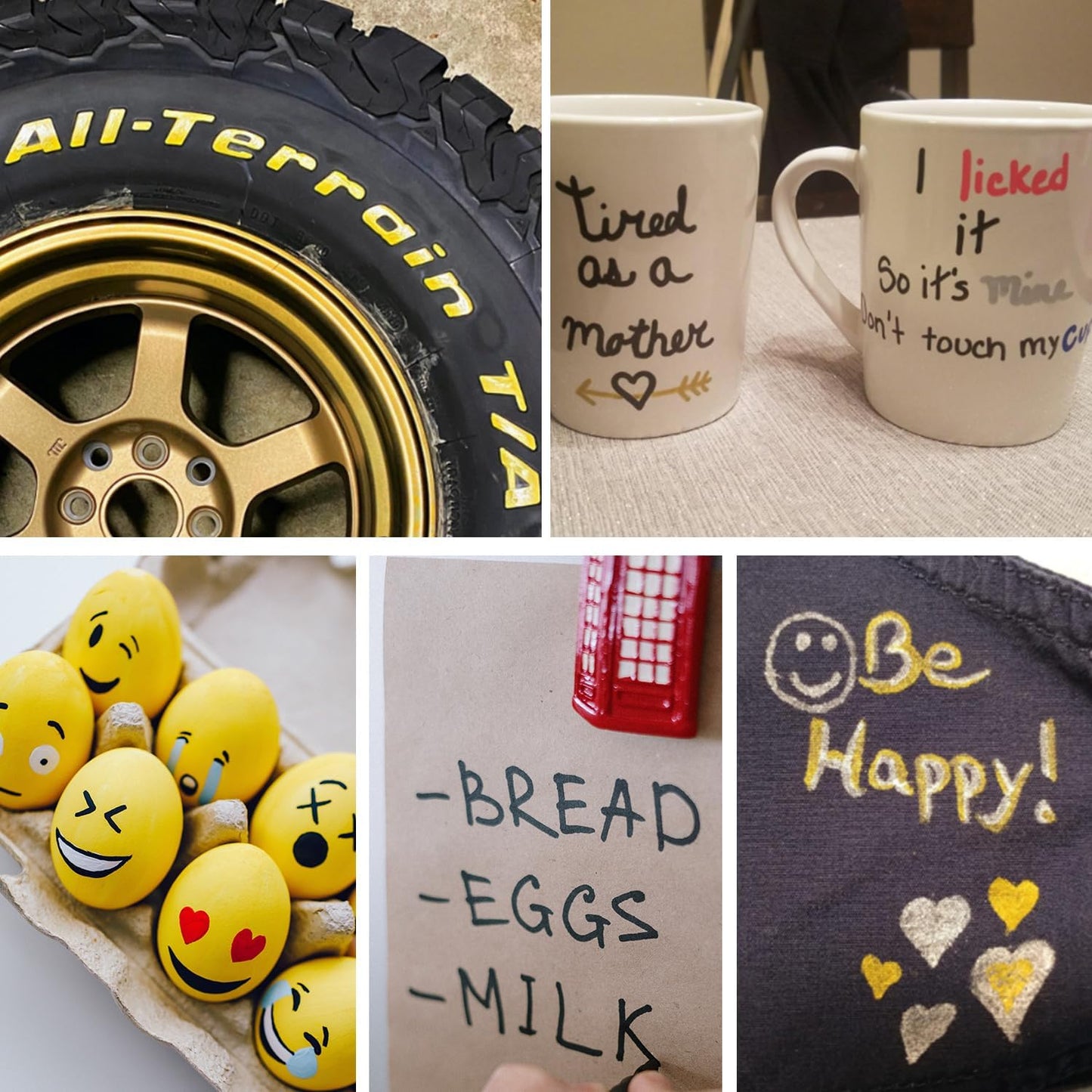 Overseas White Paint Pens Paint Markers - Permanent Acrylic Markers 2 Pack, Water Based, Quick Dry, Waterproof Marker Pen for Rock, Wood, Plastic, Metal, Canvas, Glass, Fabric, Mugs. Medium Tip